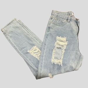 princess polly “ivey” ripped jeans in midwash